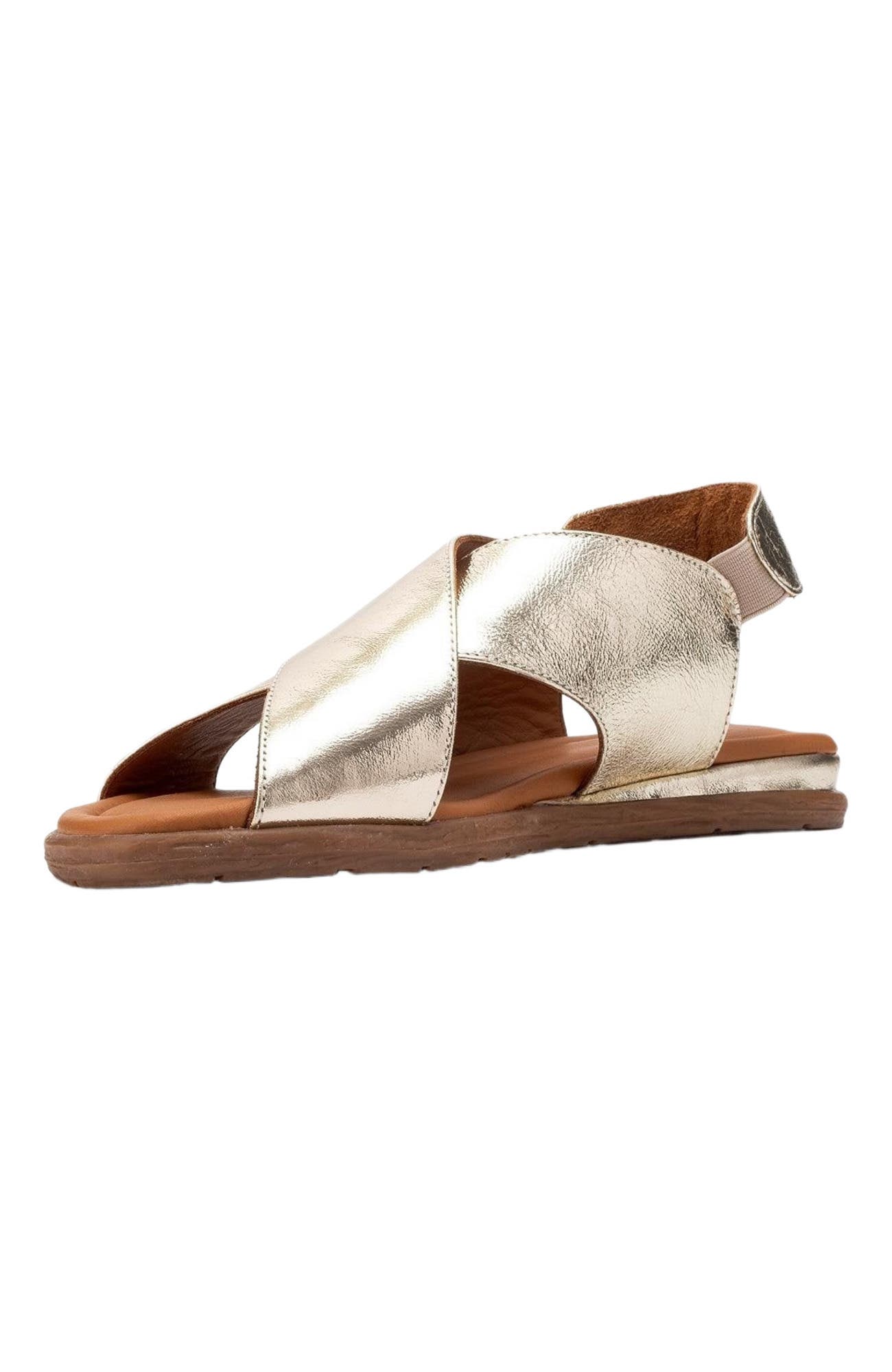 Broods Elastic Leather Slip On Sandals, Alternate, color, Gold Leather