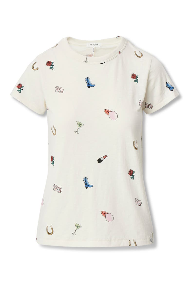 Allover Print Short Sleeve Cotton T-Shirt, Main, color, IVORY MULTI