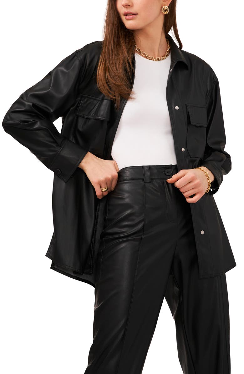 Vince Camuto Faux Leather Shirt Jacket, Alternate, color, 