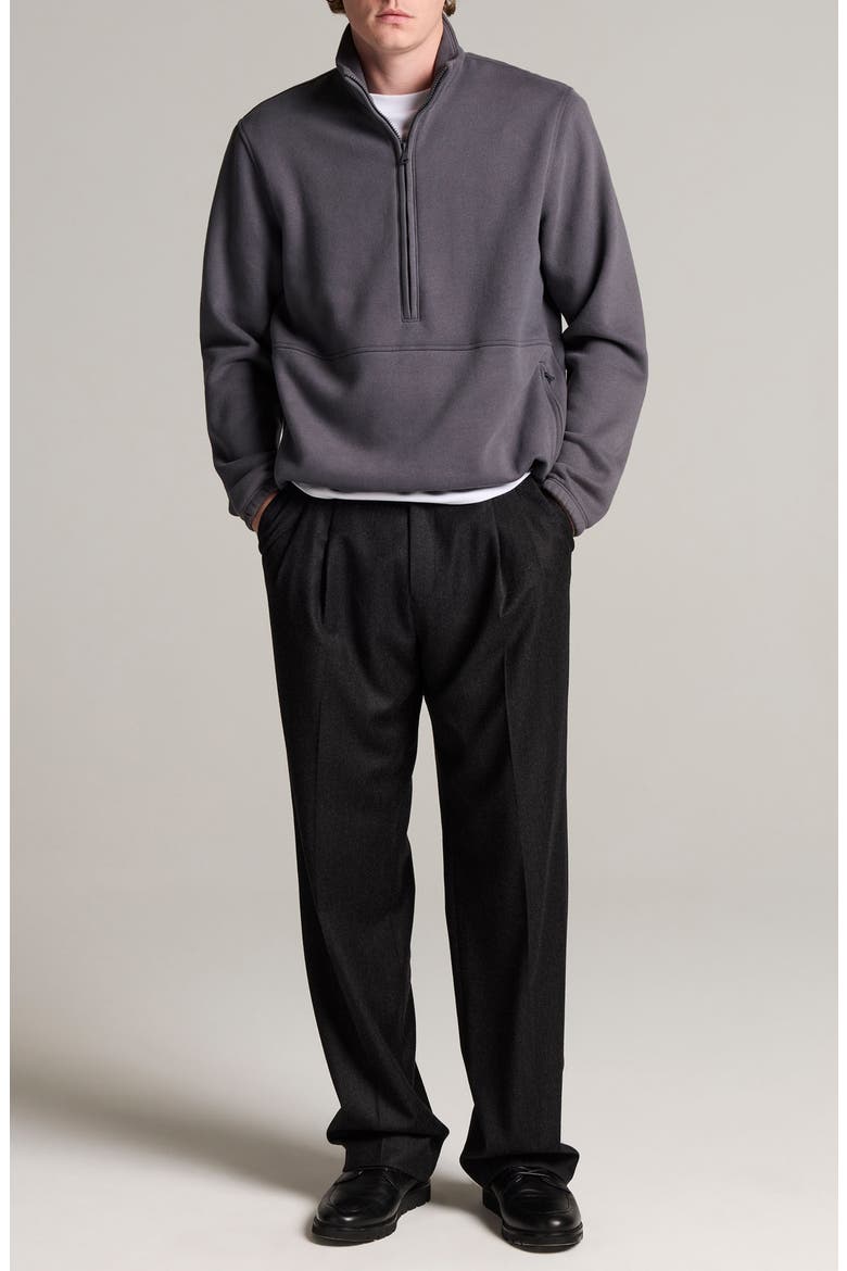 Peached Face Fleece Half Zip Sweatshirt, Alternate, color, INK BLUE