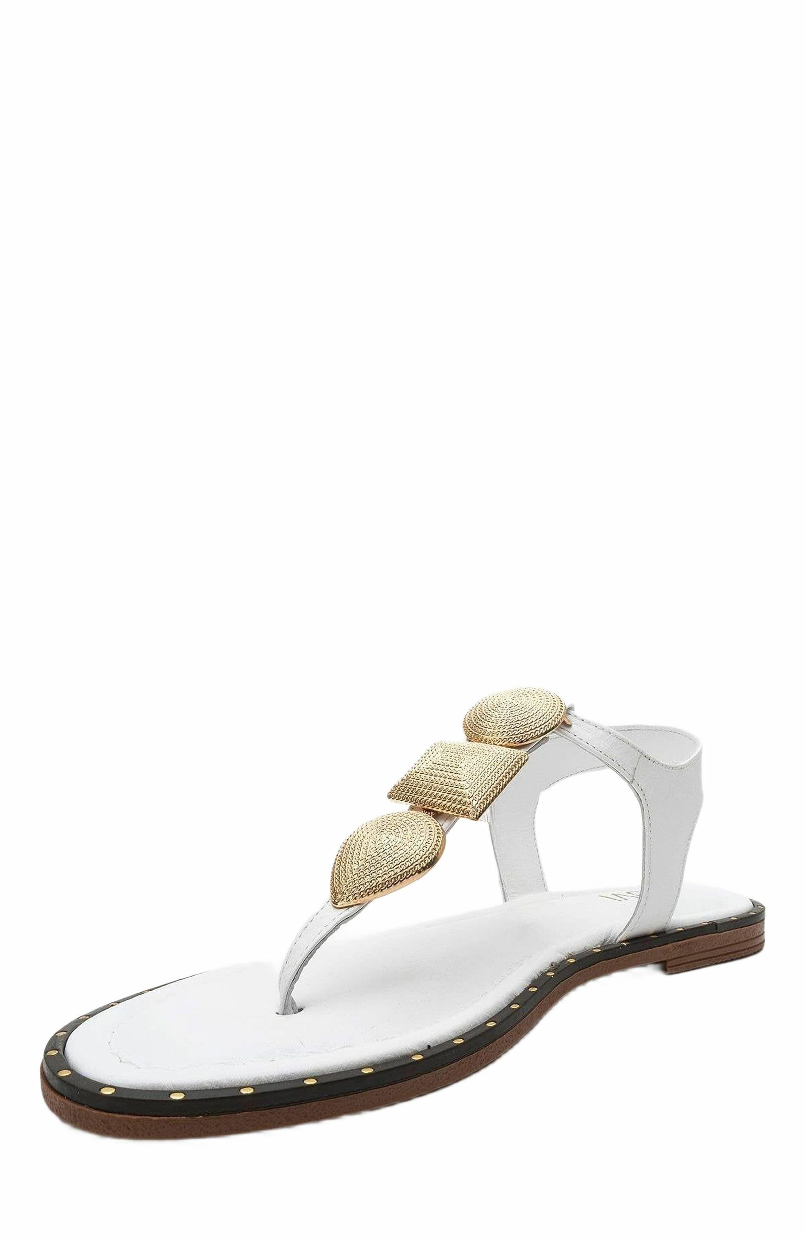 Giulia Leather Flat Sandal, Alternate, color, White Leather