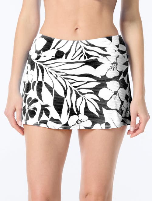 Beach House Textured Tropical Emma Swim Skort In White