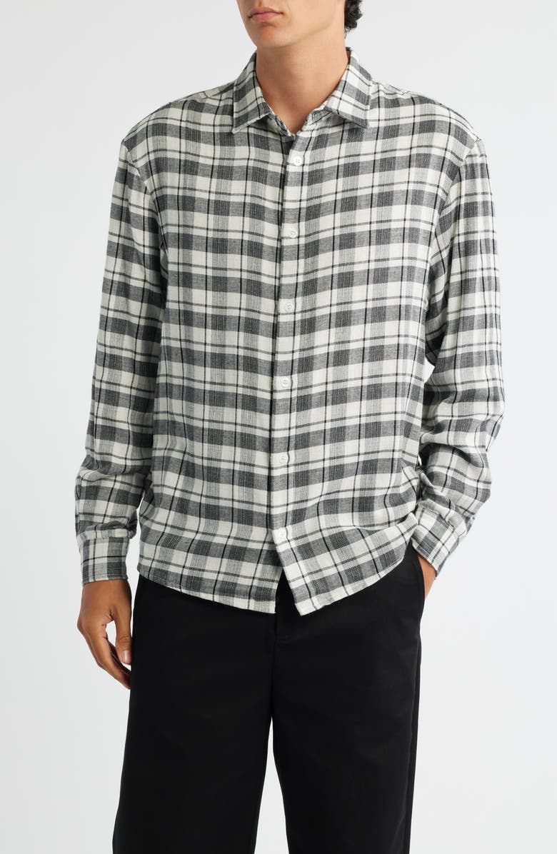 KROST Kenmare Plaid Cotton Flannel Button-Up Shirt, Main, color, Black