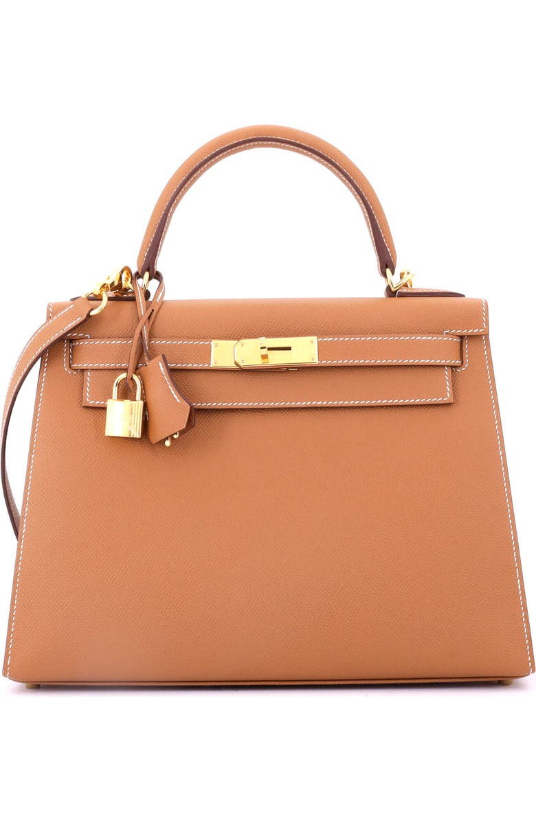 Pre-Owned Hermes Kelly Handbag Brown Epsom with Gold Hardware 28, Main, color,