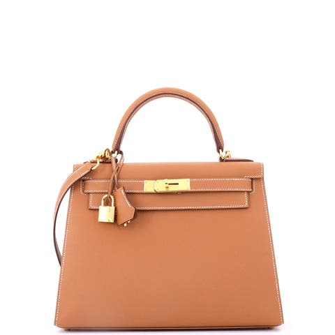 Kelly Handbag Brown Epsom with Gold Hardware 28
