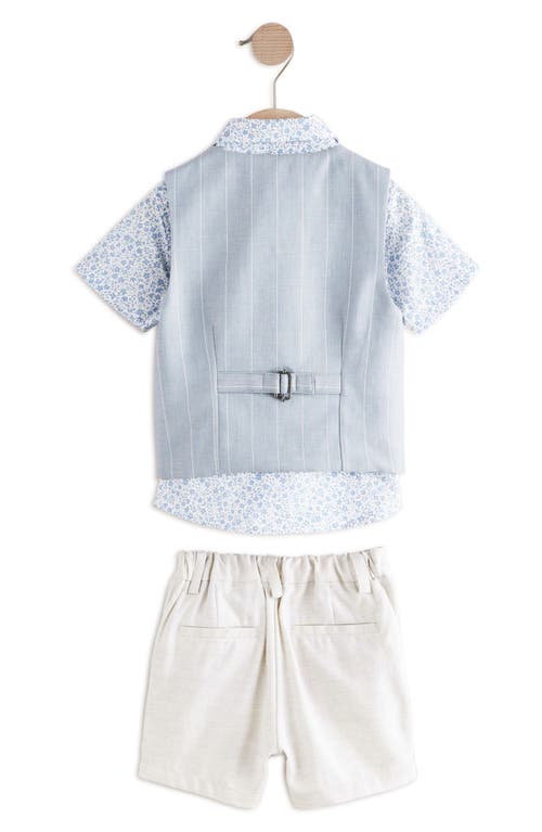 Next Kids' Short Sleeve Button-up Shirt, Bow Tie, Vest & Shorts Set In Blue