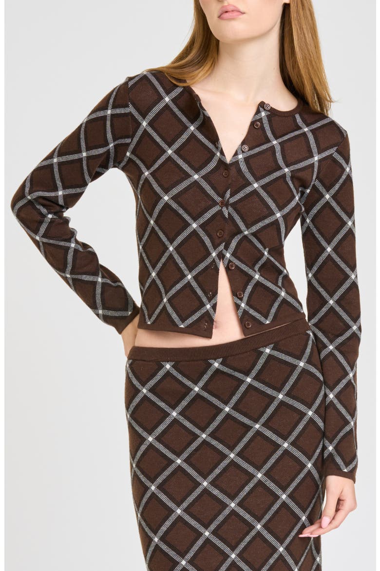 Willa Checked Cardigan, Main, color, BROWN CHECKER