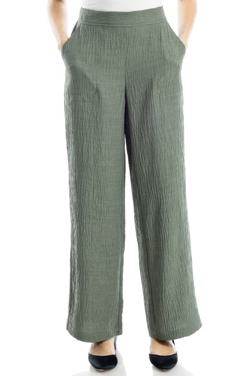 Textured Woven Wide Leg Pants