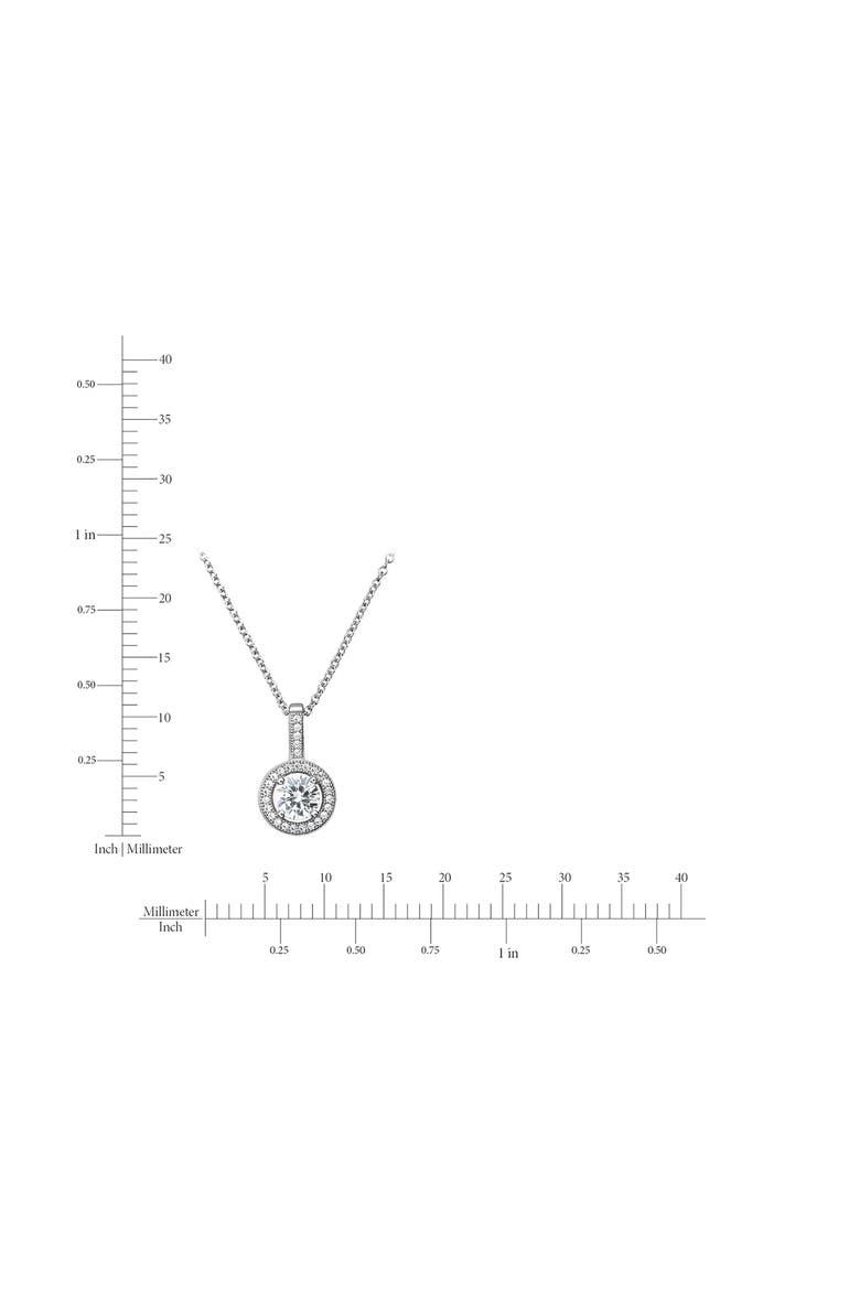 Brilliant Cut Cubic Zirconia Halo Pendant Necklace, Alternate, color, PURE PLATINUM/ CLEAR STONE