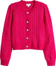 CeCe Heart Button Pointell Cardigan