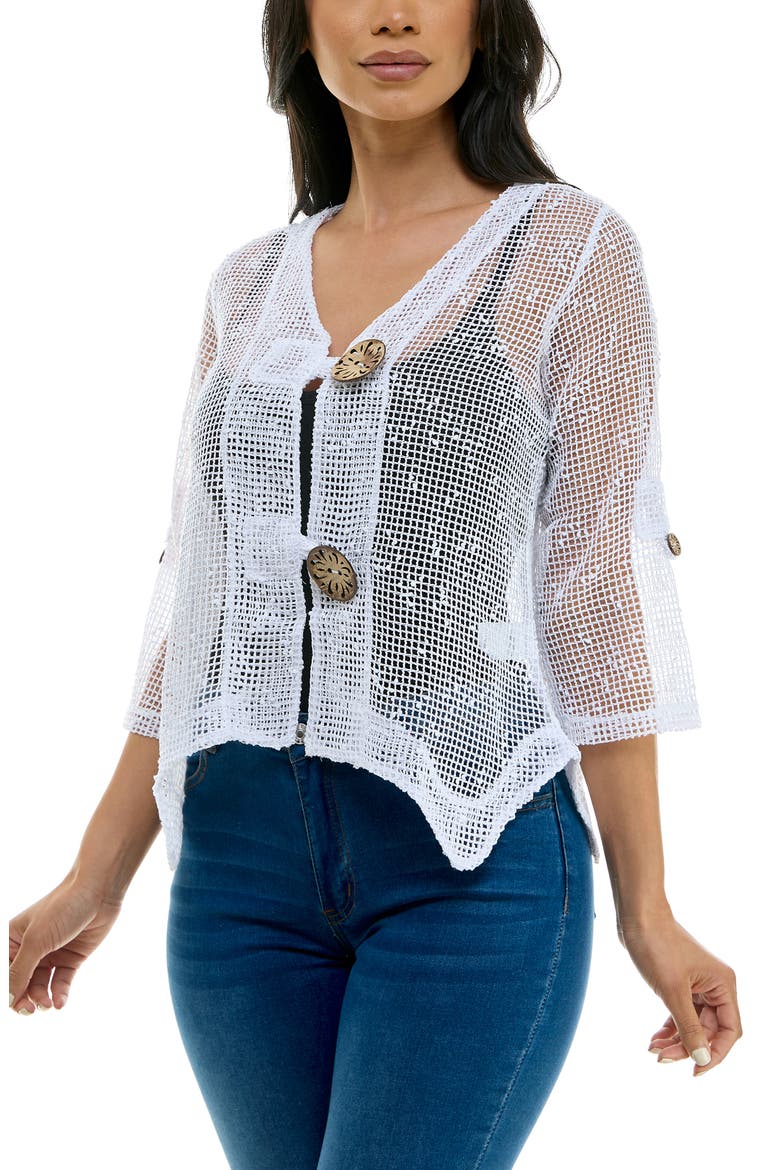 Open Knit Bolero Cardigan, Alternate, color, WHITE