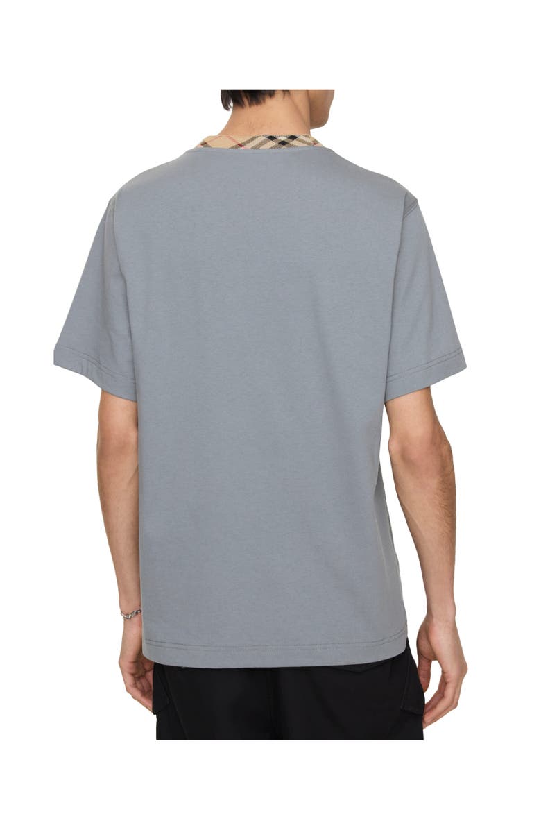 Burberry Check Trim Cotton T-shirt, Alternate, color, Forecast Grey