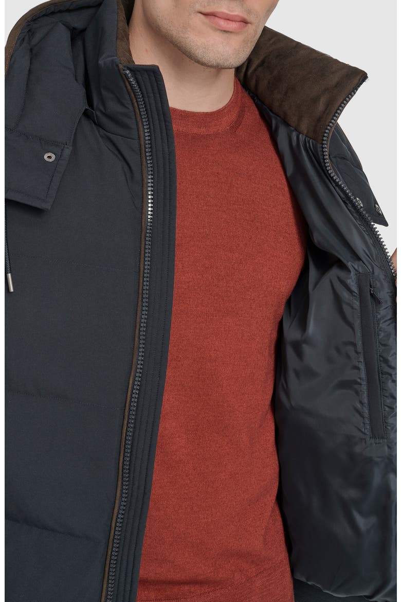 Langham Water Resistant Hooded Puffer Bomber Jacket, Alternate, color, INK