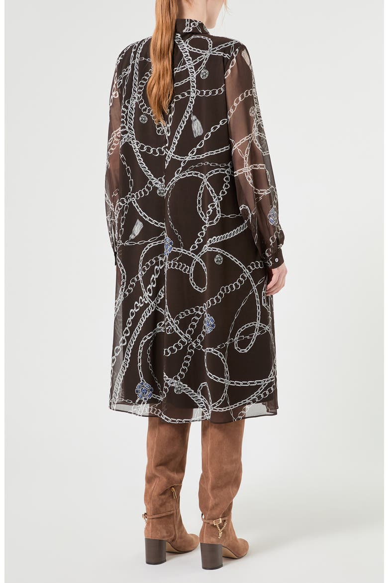 Chain Print Long Sleeve Dress, Alternate, color, CHOCOLATE