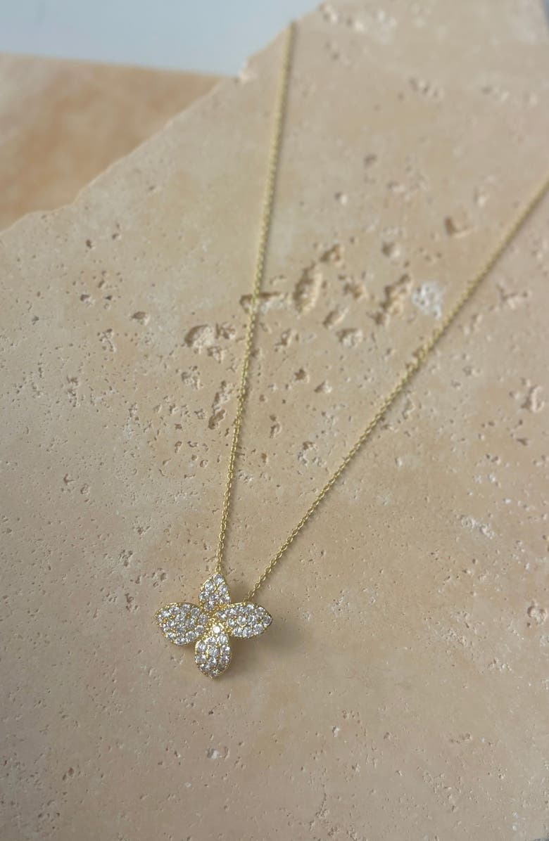 Adornia Oversize Cubic Zirconia Floral Pendant Necklace, Alternate, color, Gold