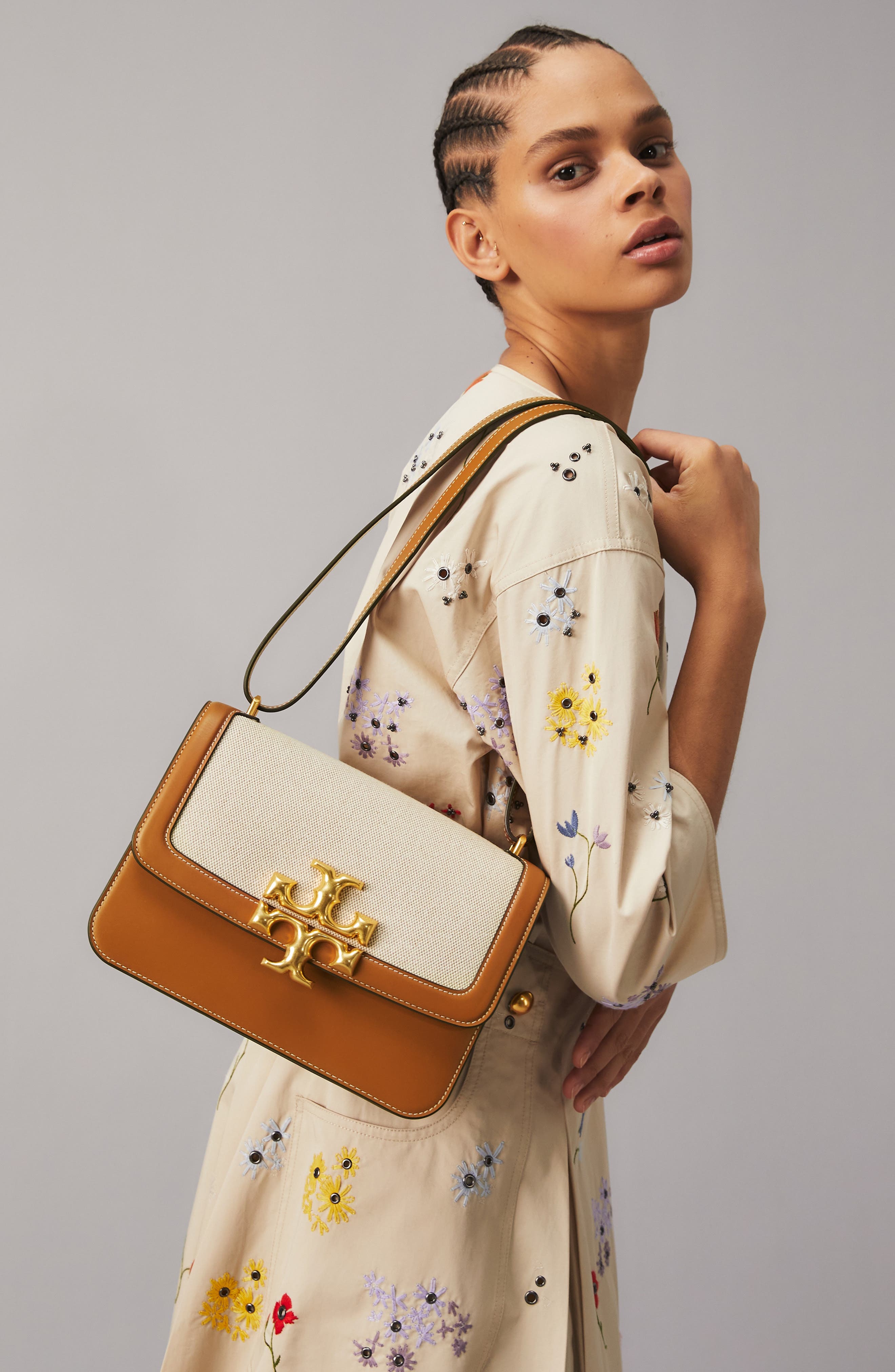Tory Burch Eleanor Canvas Shoulder Bag, Alternate, color, 