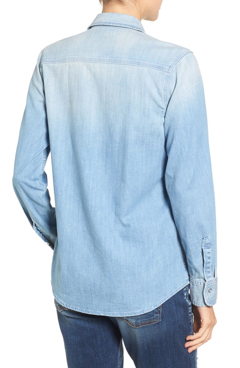 7 For All Mankind <sup>®</sup> Torn Pocket Denim Boyfriend Shirt, Alternate, color, 