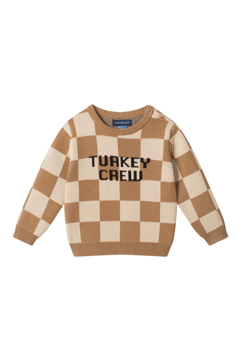 Halloween Checkered Sweater and Pants Set, Alternate, color, BROWN TURKEY