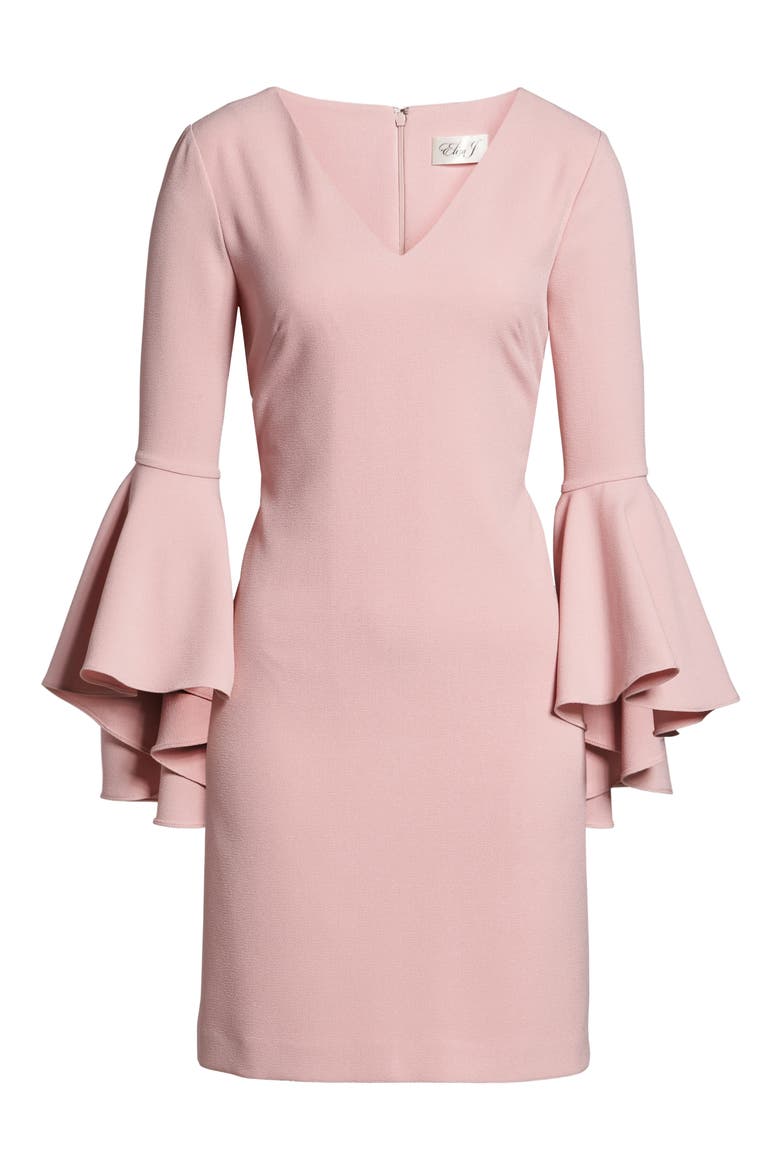 Bell Sleeve Sheath Dress, Alternate, color, BLUSH