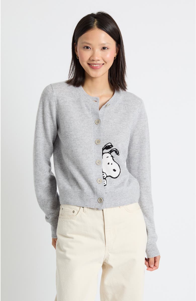 Chinti & Parker Sneaky Snoopy Wool-Cashmere Cardigan, Main, color, Light Grey