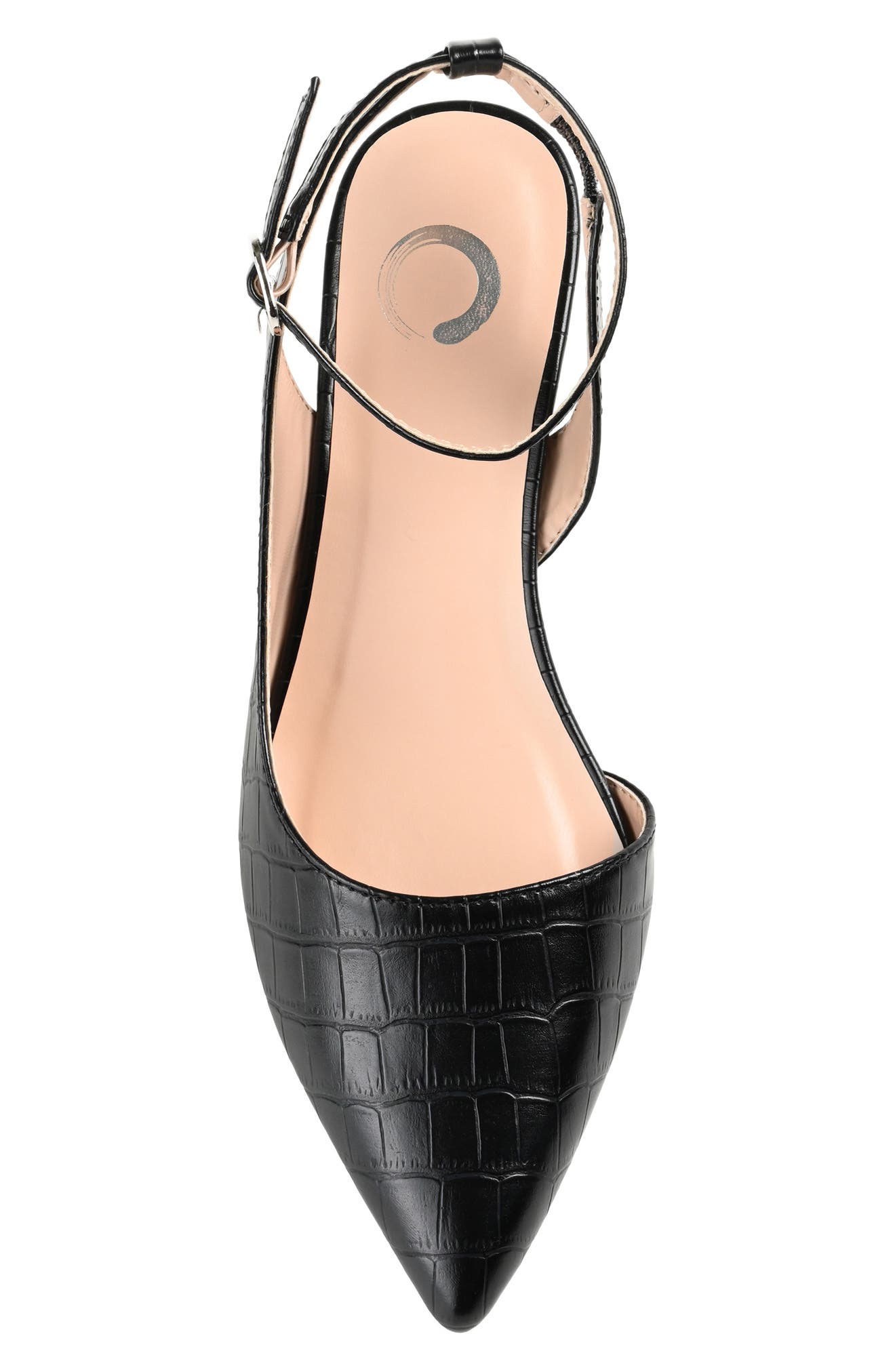 Journee Collection Keefa Croc Embossed Ankle Strap Pump - Wide Width, Alternate, color, Black