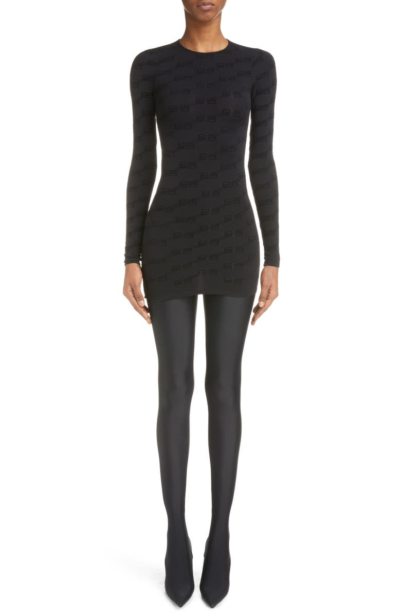 Balenciaga BB Monogram Flocked Logo Top, Main, color, 