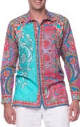 RANEES Paisley Linen & Cotton Blend Button-Up Shirt