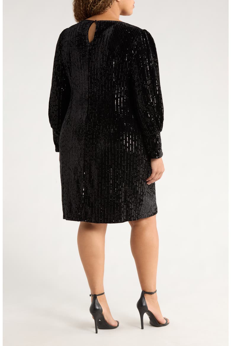 Sequined Long Sleeve Body-Con Dress, Alternate, color, BLACK