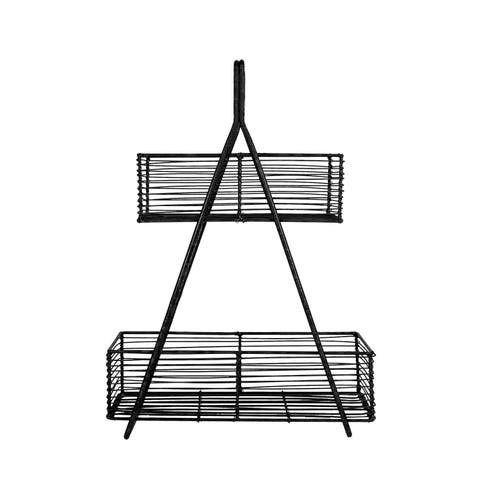 Two Tiered Baskets Black Metal