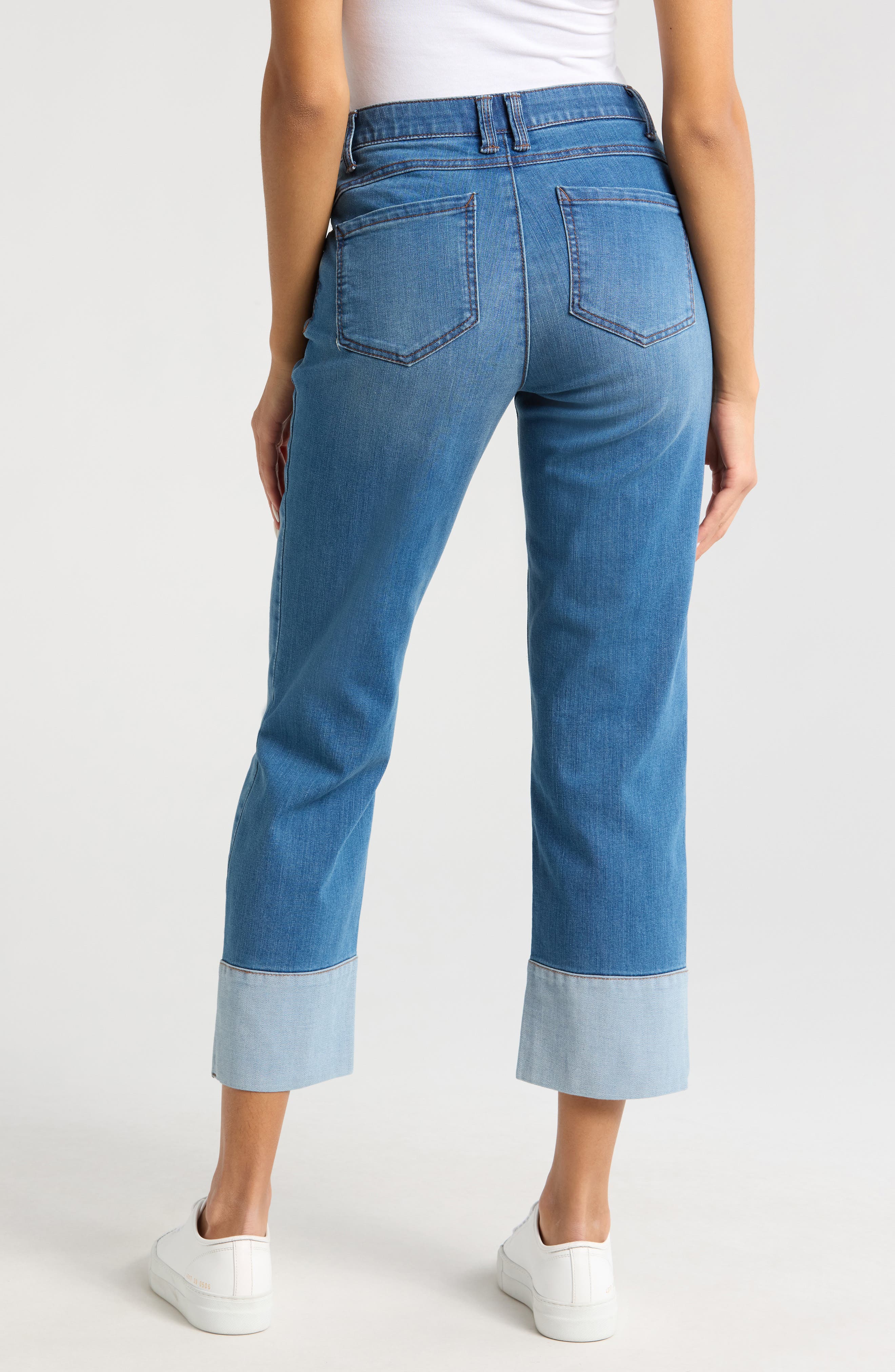 'Ab'Solution Round Up High Waist Cuffed Straight Leg Jeans - image 2