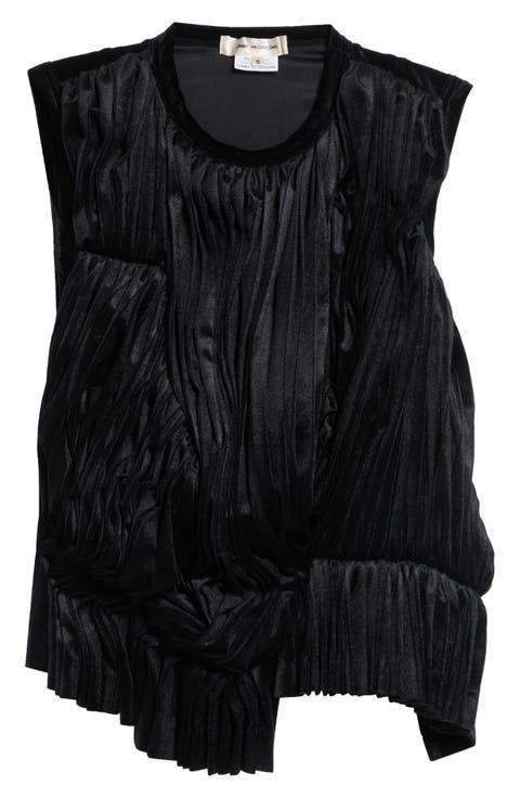 Pleated Stretch Velour Tank