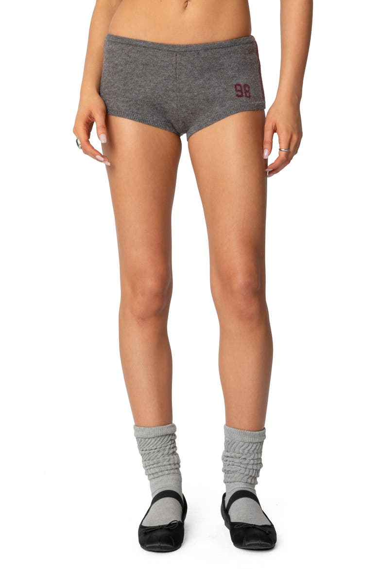 Heart Knit Micro Shorts, Main, color, GRAY