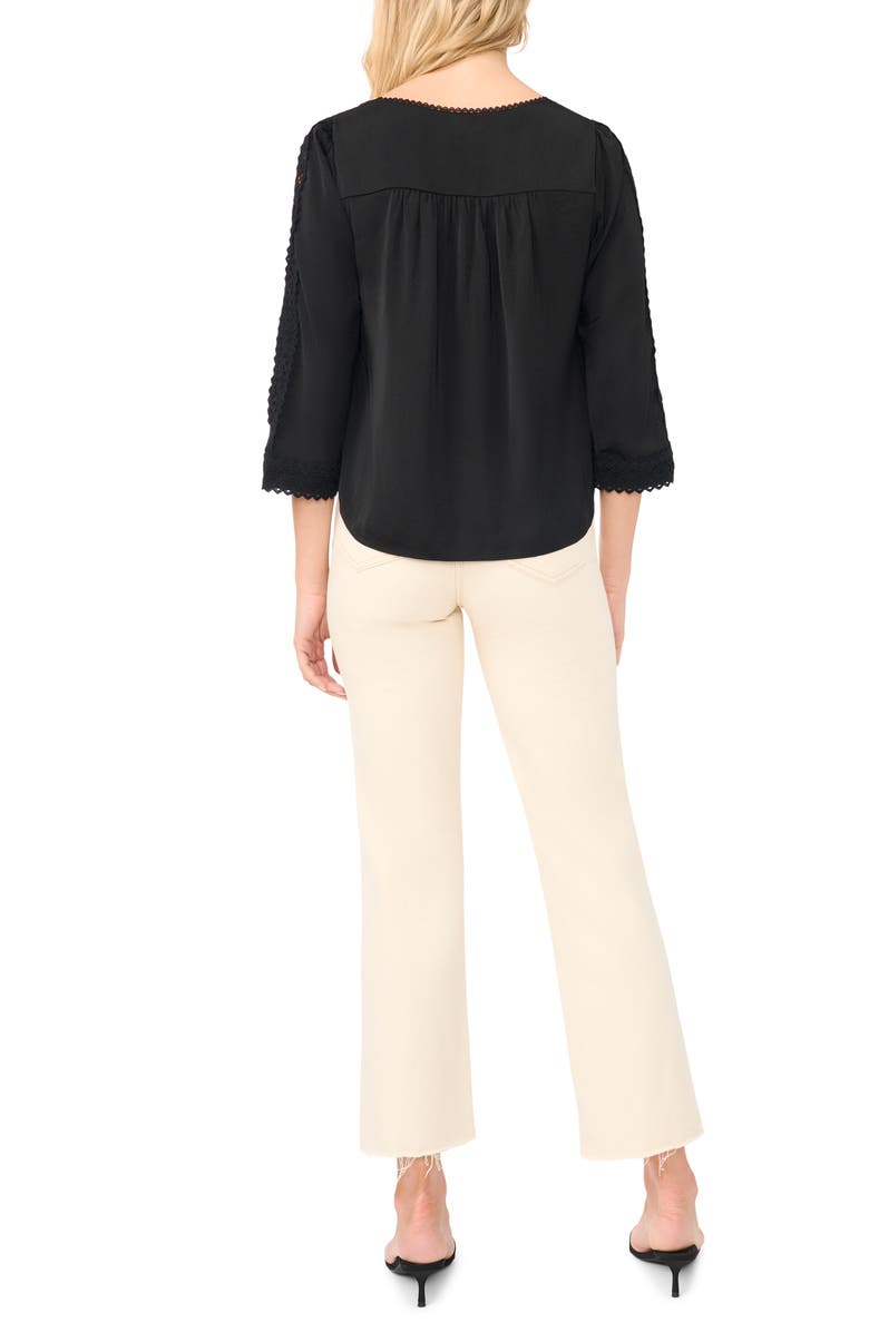 Vince Camuto Lace Trim Square Neck Top, Alternate, color, Rich Black