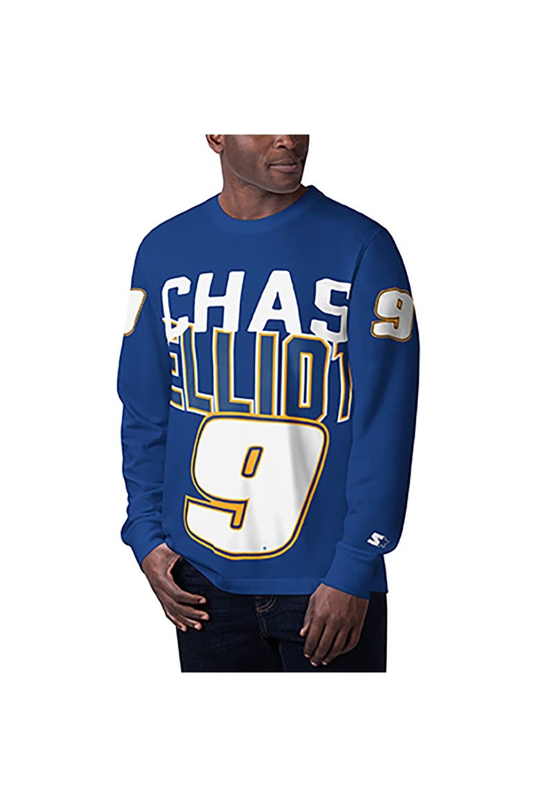 Men's Starter Royal Chase Elliott Clutch Hit Graphic Long Sleeve T-Shirt, Alternate, color, Royal