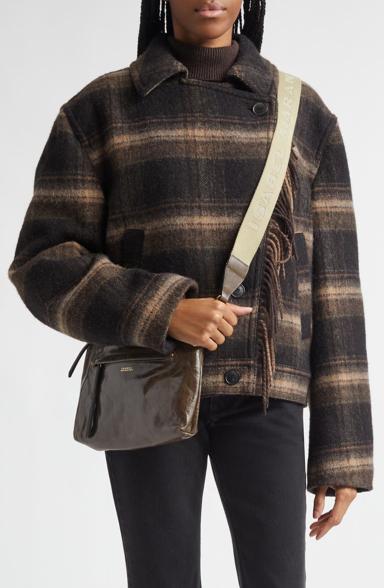 Isabel Marant Nessah Wardy Leather Crossbody Bag, Alternate, color, Moss Green