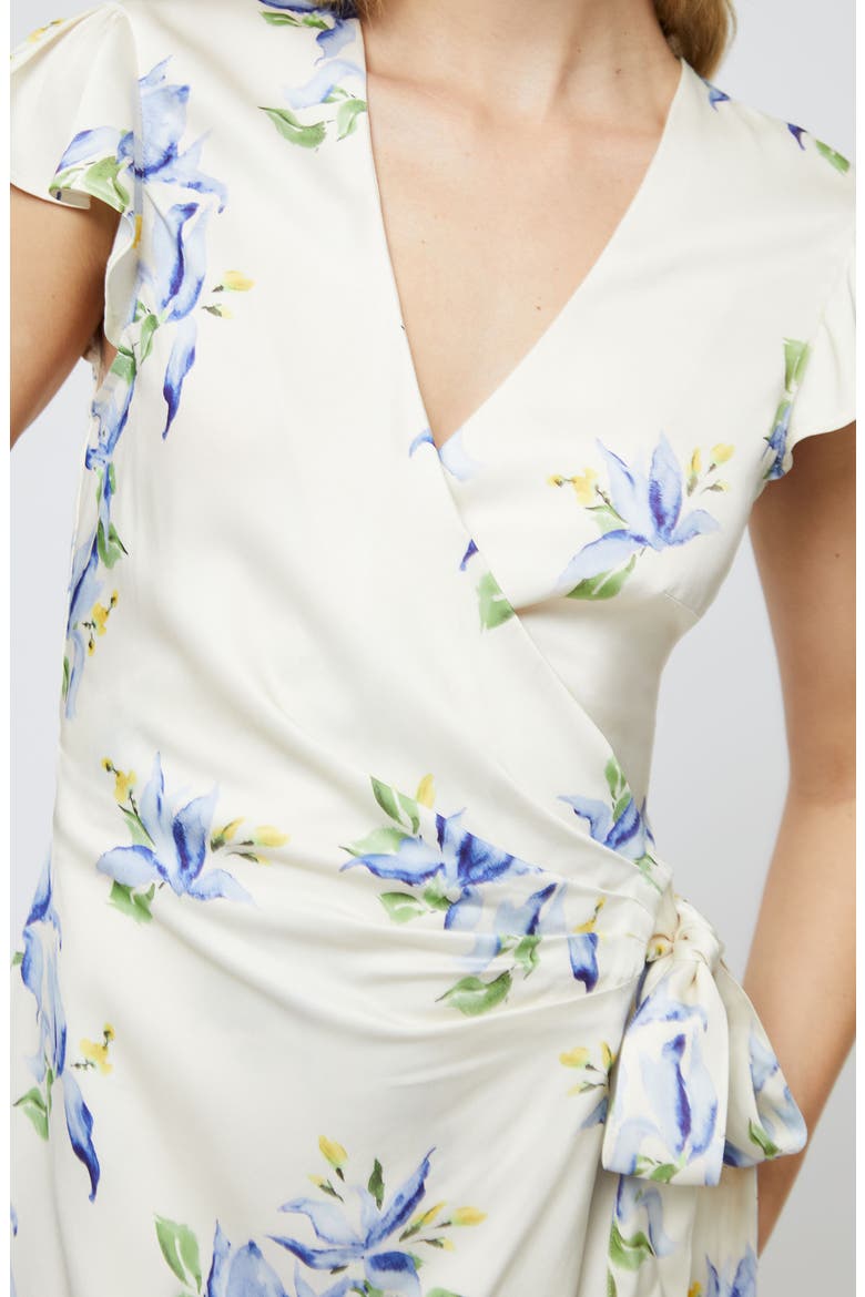 Ennis Vivian Floral Satin Wrap Minidress, Alternate, color, PALE IRIS MULTI