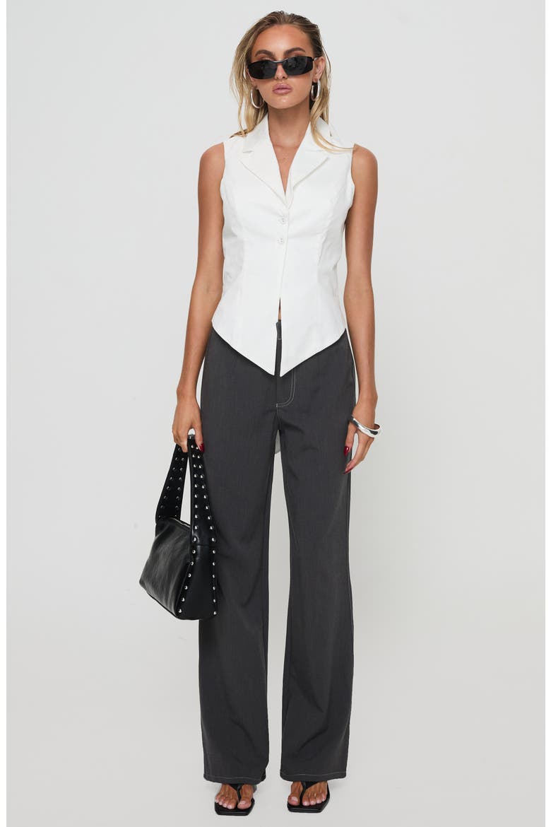 Campus Tie Back Organic Cotton Longline Vest, Alternate, color, WHITE