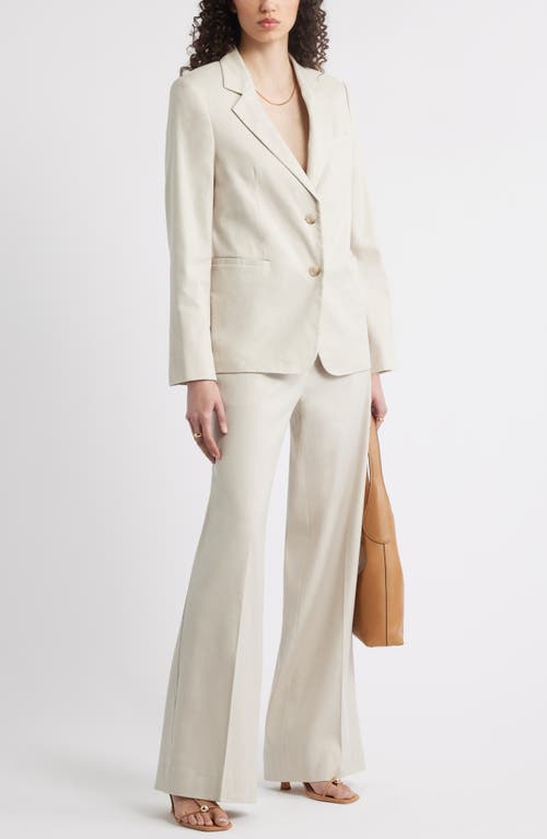 Nordstrom Stretch Linen Blend Boyfriend Blazer In Brown