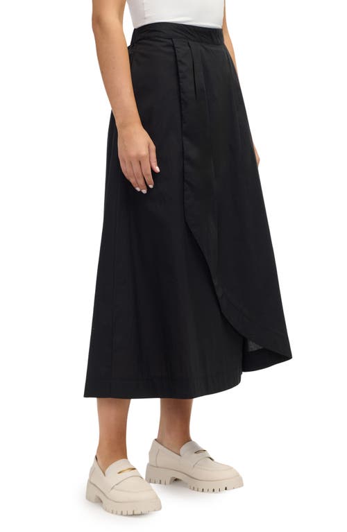 Shop Ellen Tracy Cotton Poplin Midi Skirt In Black