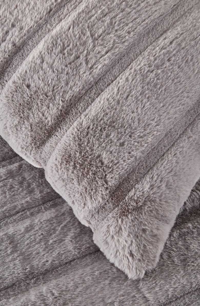 Nordstrom Jacquard Stripe Faux Fur Accent Pillow, Alternate, color,