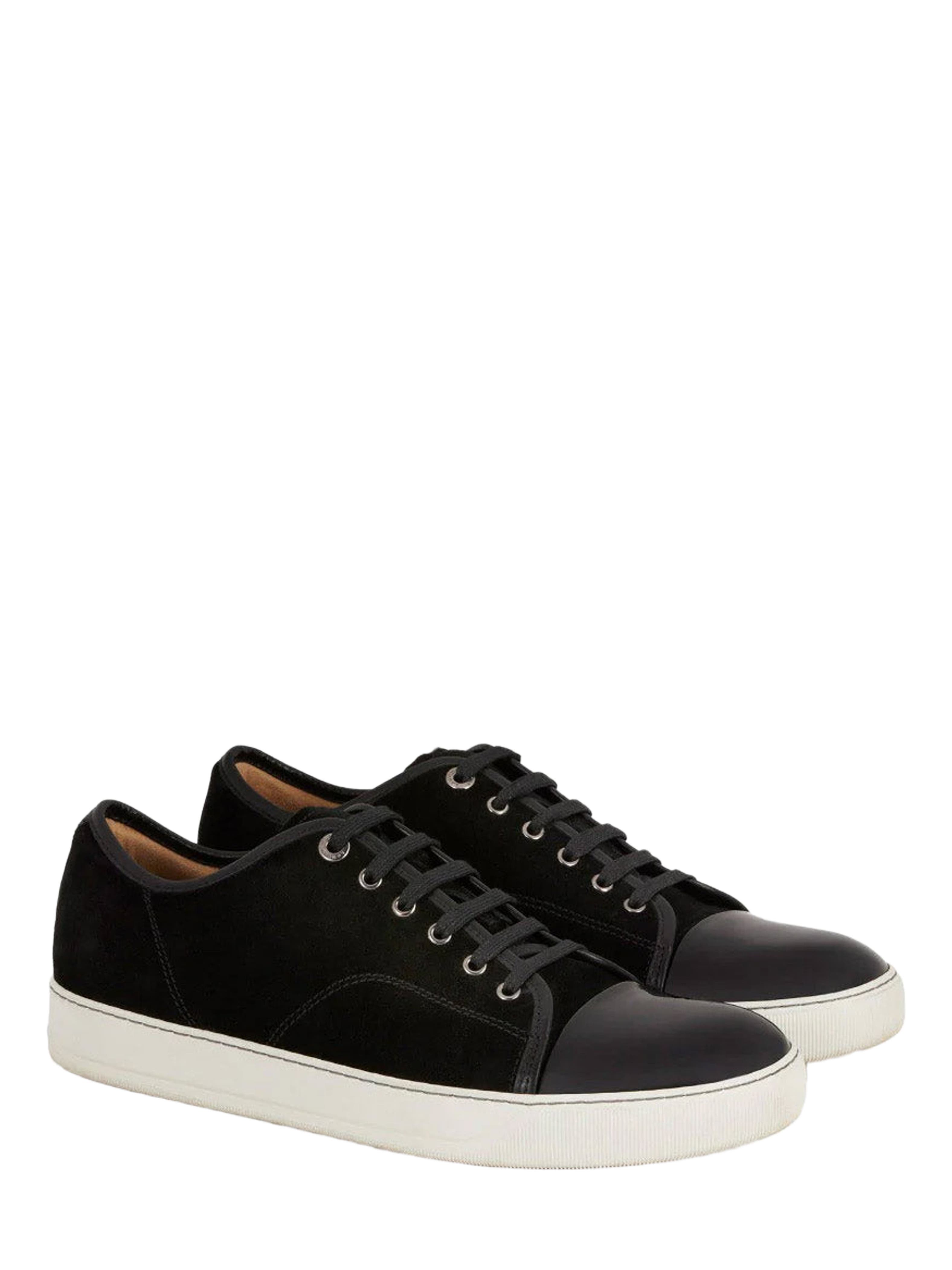 Lanvin Dbb1 Suede And Patent Leather Sneakers, Alternate, color, Black