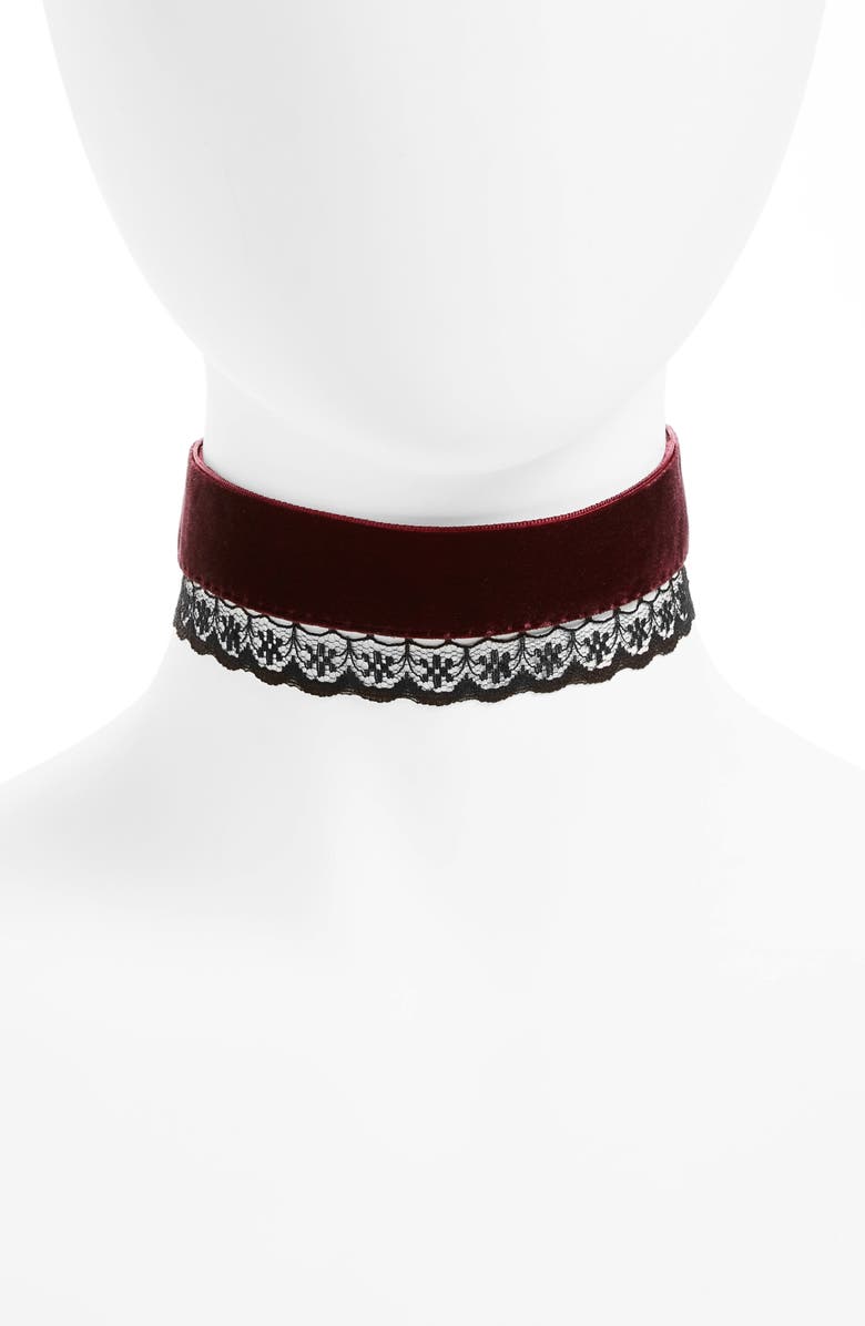 BP. Velvet & Lace Choker, Main, color, 