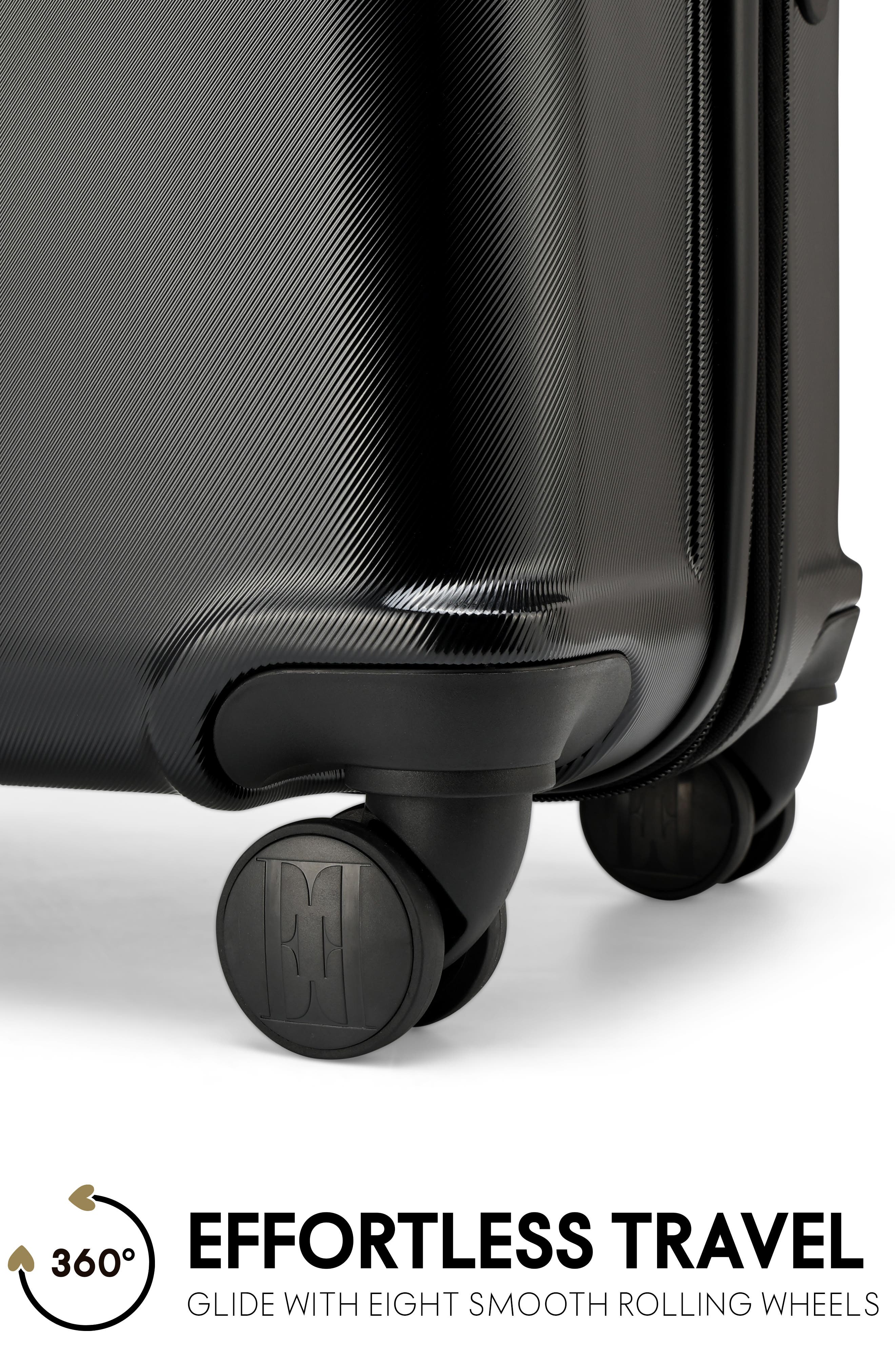 ELLE Expedition 3 Piece Expandable Polycarbonate Spinner Luggage Set, Alternate, color, Black