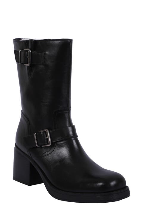 Janice Block Heel Engineer Boot (Women)