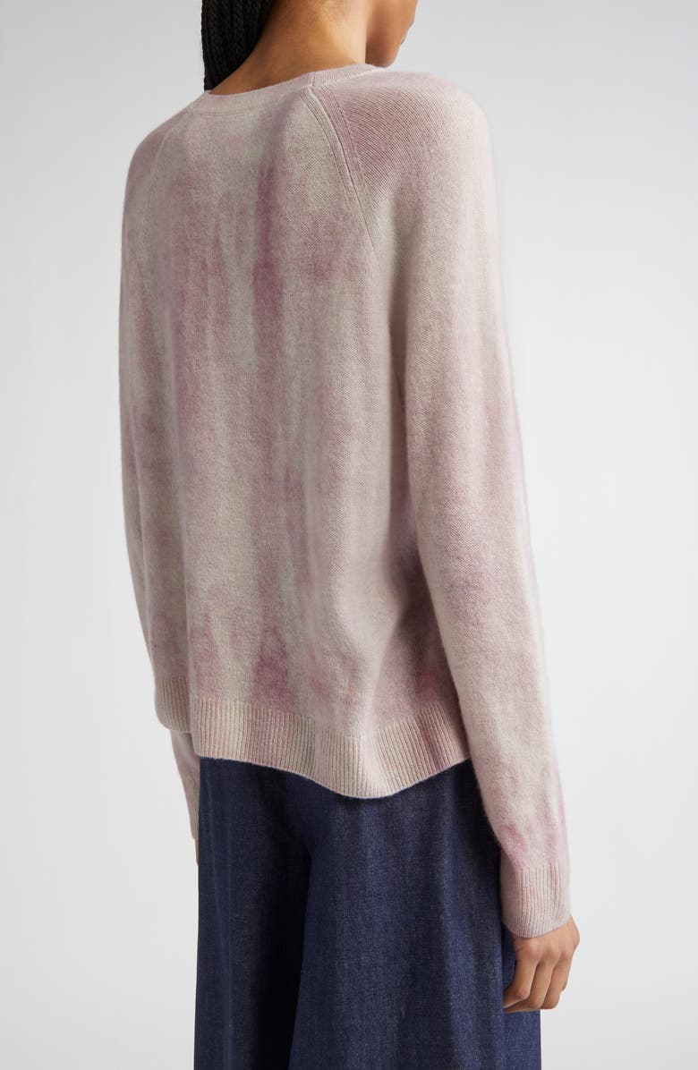 Lafayette 148 New York Glaze Print Raglan Sleeve Cashmere Sweater, Alternate, color, Pearl/ Lavender Tint