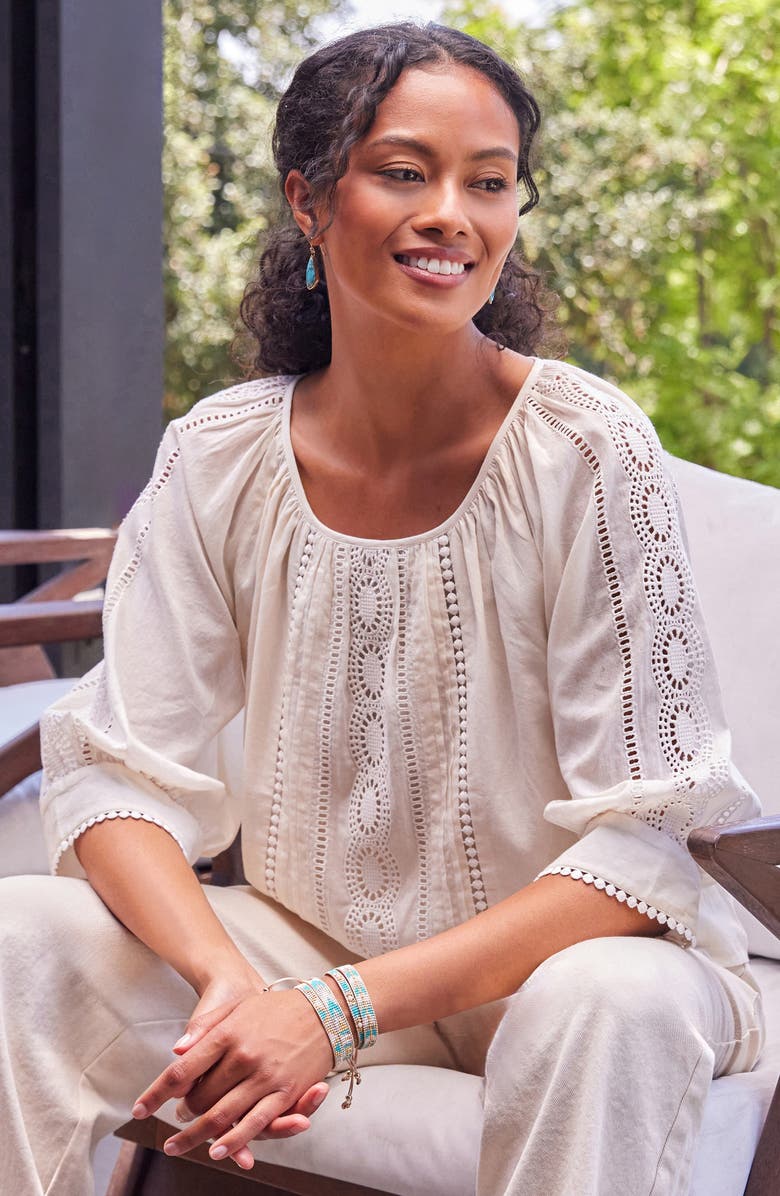 Karen Kane Openwork Detail Top, Alternate, color, Cream