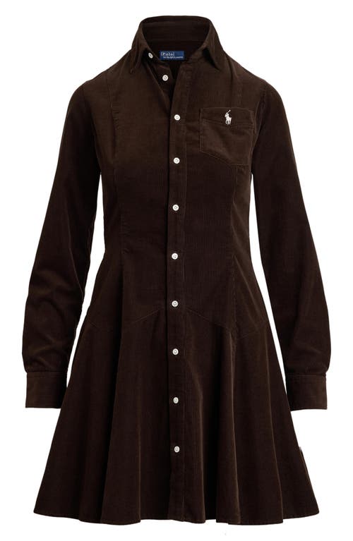 Polo Ralph Lauren Long Sleeve Corduroy Shirtdress In Black