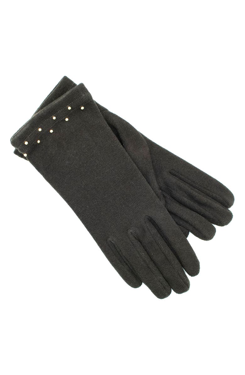 Portolano Studded Knit Gloves, Main, color, Dark Chocolate
