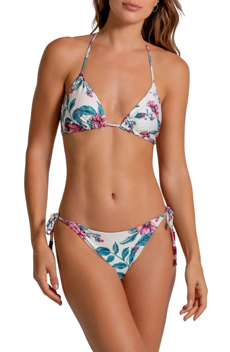 Cosita Linda Reversible Triangle Bikini Top, Alternate, color, Multi Floral White/Blue