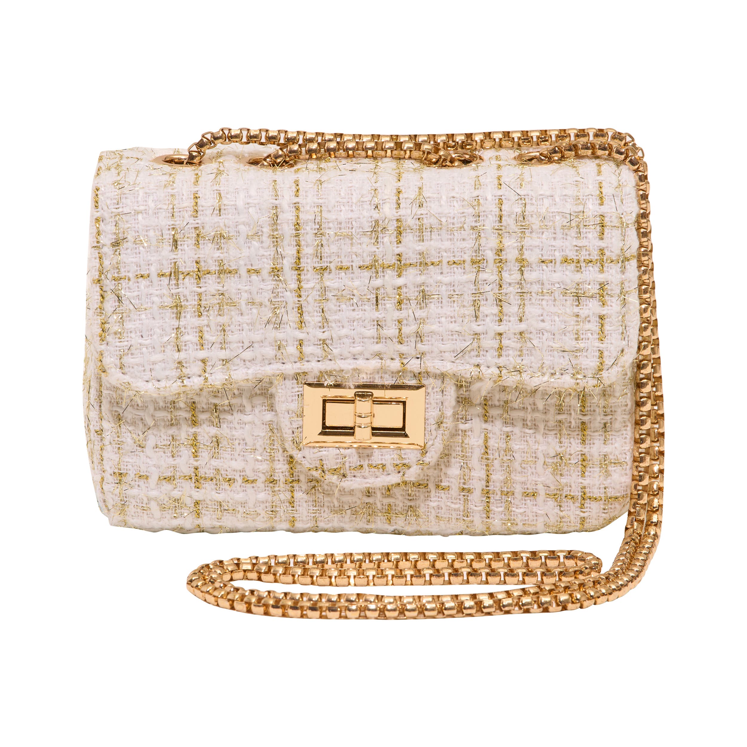 Malibu Sugar Tweed Luxe Mini Purse Collection, Main, color, White-Gold